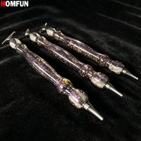 HOMFUN Shiny Purple Gold Diamond Painting Pen,Embroidery Threaded Dot Drill Tool,Metal Screw Thread Tips Accessories