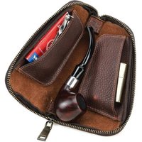 Vintage Genuine Leather Tobacco Pouch Portable Pipe Bag for Outdoor Travel Storage Case Holder for Lighter Pipe Tools Men's Gift
