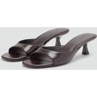 Liyke Retro Brown Leather Designer Slides Women Beach Party Shoes Low Thin Heels Slippers Summer Square Toe Gladiator Sandals