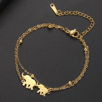 My Shape Elephant Bracelet Animal Charm Bracelet Stainless Steel Bangle 2 Layers Lovely Female Bracelets Jewelry Gifts