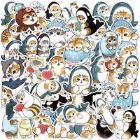 10/30/50PCS Cute Shark Hooded Fun Cat Stickers Decals Decoration Suitcase Scrapbooking Laptop Phone Stationery Toy Gift