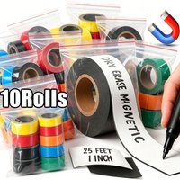 Dry Erase Magnetic Label Strip, 6Pcs Blank Magnet Sticky Labels Magnetic Tag Roll Tape for Whiteboard Refrigerator Classroom