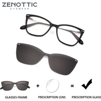 ZENOTTIC(S Size)Modish Butterfly Prescription Glasses with Magnetic Clip On Acetate Frame for Women Sunglasses Attachment