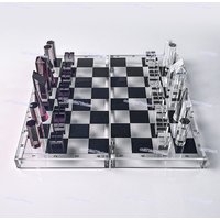 Acrylic Chess Transparent Wear-resistant Chess Board Plexiglass Light Luxury Table Game Chess Educational Toys