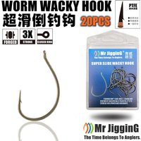 Mr JigginG PTFE Super Slide Wacky Hook For Drop Shot Crank Worm Fishhook Stainless Steel Offset Hook Lure Fishing Accessories