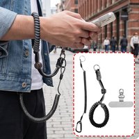 3IN1 120cm Retractable Spring Elastic Rope Lanyard Anti Theft Wristband Stretchy Strap Universal Phone Lanyard with Tether Patch