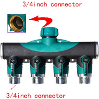 4-Way Tap Connector Garden Hose Pipe Splitter 3/4'' Plastic Drip Irrigation Water Connector Agricultural New