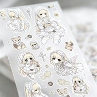 Cute Cartoon Anime Angel Wings Nail Art Sticker Bear Girl Heart Waterproof Handbook Material Diy Mobile Phone Water Cup Sticker