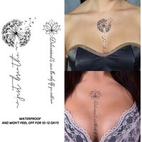 Dandelion Lotus Long-lasting Waterproof Temporary Tattoo Sticker, Realistic Non-reflective Fake Tattoo, for Men and Women