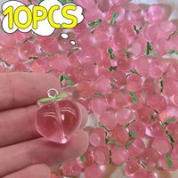 10pcs NewTransparent Peach 3D Resin Charms Pendant for Jewelry Making Accessories DIY Earring Necklace Peach Keychain Decoration