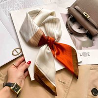 Stripe Silk Square Scarf Women 70cm Print Soft Satin Kerchief Hairband Neckerchief Head Hijab Lady Headband Foulard Bag Ribbon