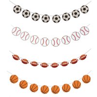Sports Party Baseball Football Rugby Decorative Paper Flag Pulling Happy Birthday Party Decoration