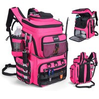 Goture Water-Repellent Fishing Backpack 900D Oxford Fabric 55 Litre Fishing Accessory Backpack with Two Rod Holders Tackle Bag