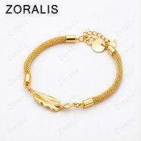 18K Gold Net Chain Heart Charm Bracelets For Women Birthday Party Fine Gifts Lady Fashion Jewelry Accessories