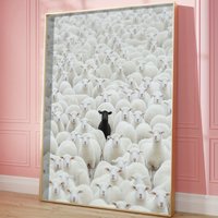 1pc Black Sheep Canvas Poster, Art Deco Classic Retro Style, Frameless Wall Hanging Decor Print Painted Artwork, Home Decor