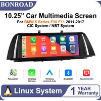 BONROAD Linux Car Multimedia Display 10.25 Inch Wireless CarPlay Android Auto Touchscreen Radio For BMW F10 F11 5 Series 2011-2017 CIC & NBT System Bluetooth Navigation