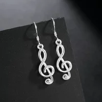 Cute Nice 925 Sterling Silver charms Earrings for Women Fine Jewelry Valentine's Day Gift Romantic Music Notation Drop