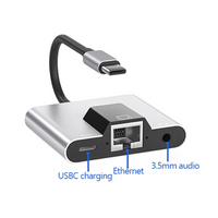RGEEK Type C to Ethernet LAN Network Adapter Hub USB C to 3.5mm Audio PD Charging Docking Station for iPhone Android