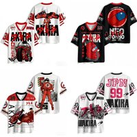 Akira Shotaro Kaneda #28 Anime Football Jersey Manga Style 3D Print V-Neck T-Shirt Retro Cyberpunk Streetwear for Fans