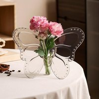 Transparent Butterfly Flower Vase Creative Acrylic Modern Art Vases Desktop Ornament Flower Pot for Holidays,Flower Arranging