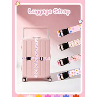 Adjustable Luggage Strap for Suitcase, Cute Print Travel Luggage Belt with Buckle, Soft Fabric Anti-loose Suitcase Binding Strap