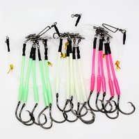 Deep Sea Fishing Luminous Fishing Rig, a Set of 5 Shark Circle Hooks, Hook Sizes Include 6/0, 7/0, 8/0, 9/0, with Luminous Tubes, Available in Green, White, Rose Color, Deep Drop Snapper Rig, Shark