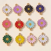 20pcs 12x17mm Cute Colorful Enamel Flower Charms Connectors for Jewelry Making DIY Bracelets Necklace Handmade Craft Accessories