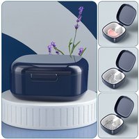 Portable Denture Storage Box Orthodontic Retainer Dustproof Braces Cleaning Boxes Sealed Cleaning Denture Soak Box Oral Hygiene