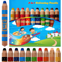 Multi-Talented Pencil woody 3 in 1 ARTY - Pack of 10 - Assorted Colors with Sharpener