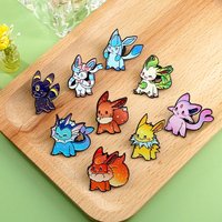 9Pcs Kawaii Pokemon Eevee Enamel Pins Game Elf Monsters Pikachu Lapel Pins Badges on Bags Brooches Souvenir Gifts For Friends