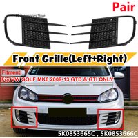Pair ABS Car Front Bumper Fog Light Grille Cover Fog Light Cover Trim For VW Golf 6 MK6 VI GTI R R20 2008-2013 5K0853665C