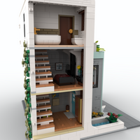 MOC-239743 Climbing Gym Building Block MOC Modern Streetscape Apartment Series Dream Modular Building Blocks 2161PCS Toys Bricks