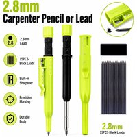2.8mm Deep Hole Carpenter Mechanical Pencils or 3 Box Refill Leads, Plastic Pen Cap, For Architect Woodworking Marking Tool
