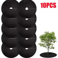 10PCS Non-Woven Tree Mulch Ring Degradable Tree Protector Mat Reusable Tree Weed Barrier for Weed Control Root Protectio