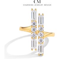 CHARMING Sparkling 3.0CT Adjustable S925 Sterling Silver Moissanite Ring Fashion Luxury Women Ring Engagement Wedding Jewelry