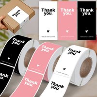 100Pcs/Roll Pink Thank You Stickers Rectangle Sealing Labels Self Adhesive Gift Box Packaging Decorative Sealing Stickers