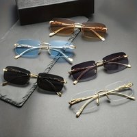 1/5CPS Leopard Decor Unframed Sports Glasses - Men Women Perfect Fashion Metal Sunglasses for Holiday Parties