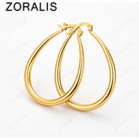 18K Gold Water-drop Hoop Earrings For Women Wedding Engagement Birthday Christmas Party Gift Charm Jewelry