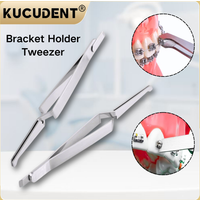 1 PC Dental Orthodontic Bracket Tweezers - Stainless Steel Reverse Action Serrated Tips for Braces & Buccal Tube Placement