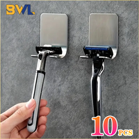 10PCS Bad Rasiermesser Regal Regal Kein Loch Edelstahl Rasieren Rasiermesser Organizer Stecker Kabel Organizer Haken Bad Haken Racks