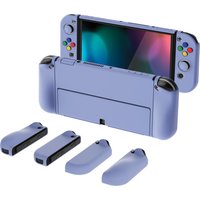 PlayVital AlterGrips Protective Slim Case Dockable Hard Shell for Nintendo Switch OLED W/Thumb Grips & Button Cap - Light Violet
