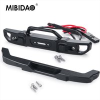 MIBIDAO Metal Front/Rear Bumper Mount with Led Light for Axial SCX24 AXI00006 Bronco 1/24 RC Crawler Car Model Upgrade Parts