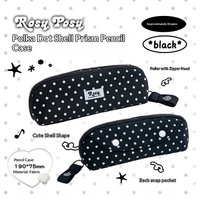 ROSYPOSY Ins Polka Dot Pencil Case Partitioned Storage Soft Fabric Zipper Pen Bag Stylish Girls Students Desk Organized Supplies