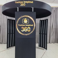 360 Photo Booth Backdrop With RGB LED Lights Deluxe Inflatable Enclosure Background for 360 Video Booth for Party Events