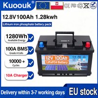 12V 100Ah 150Ah 200Ah 350Ah LiFePO4 Lithium Iron Phosphate Battery 100A BMS 10000+ Cyclic For Inverter Solar RV Golf Cart Solar No Tax EU Stock