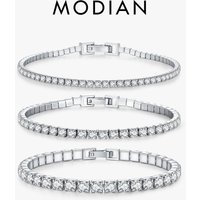 MODIAN 3MM 4MM 5MM Fashion Bracelets 925 Sterling Silver Luxury Round Clear CZ Thin Tennis Bracelet For Women Fine Jewelry Gifts