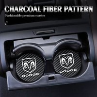 2Pcs Leather Coaster Anti-noise Water Cup Pad Cushion For Dodge Journey Charger Ram 1500 Caliber Nitro Caravan Avenger Dart