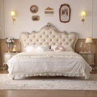 American Style Solid Wood Luxury Beds Modern Minimalist High-End Double Bed French-Designed Bedroom Furniture Fauteuil Lit FYBB