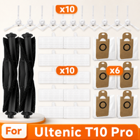 Replacement Parts Compatible for Ultenic T10 Pro Robot Vacuum Main Side Brush Filter Dust Bag Accessories Spare Parts Kit