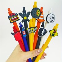 10PCS tire auto parts series patch pen PVC soft rubber patch neutral pen, school season exam pen, random style